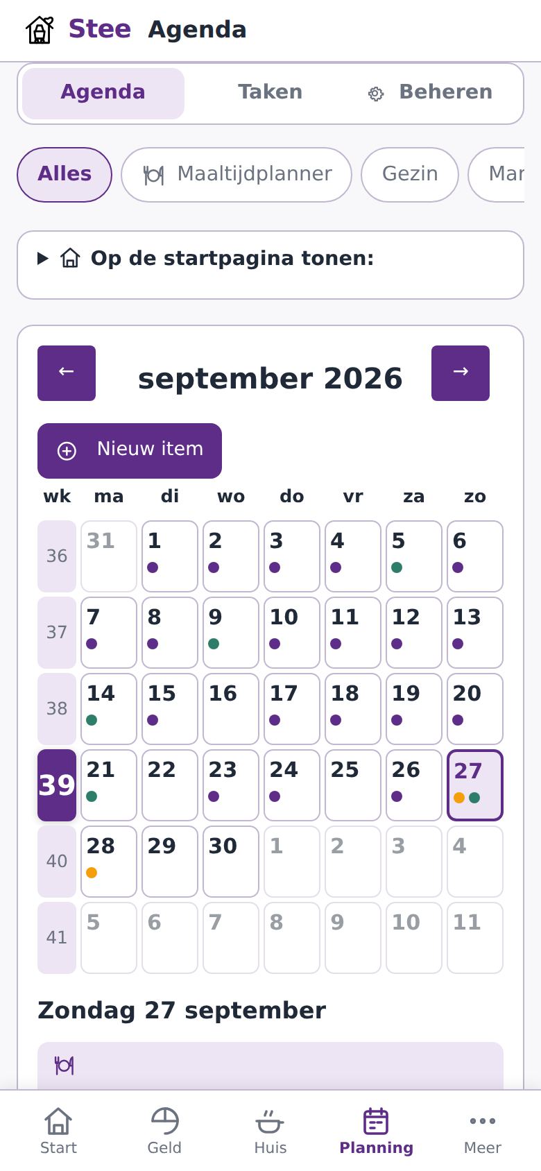 Agenda op de telefoon